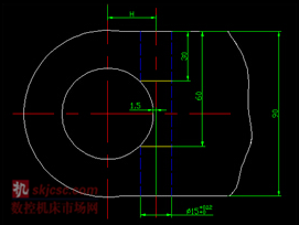 图2 车桥销孔交叉孔尺寸 图2 车桥销孔交叉孔尺寸